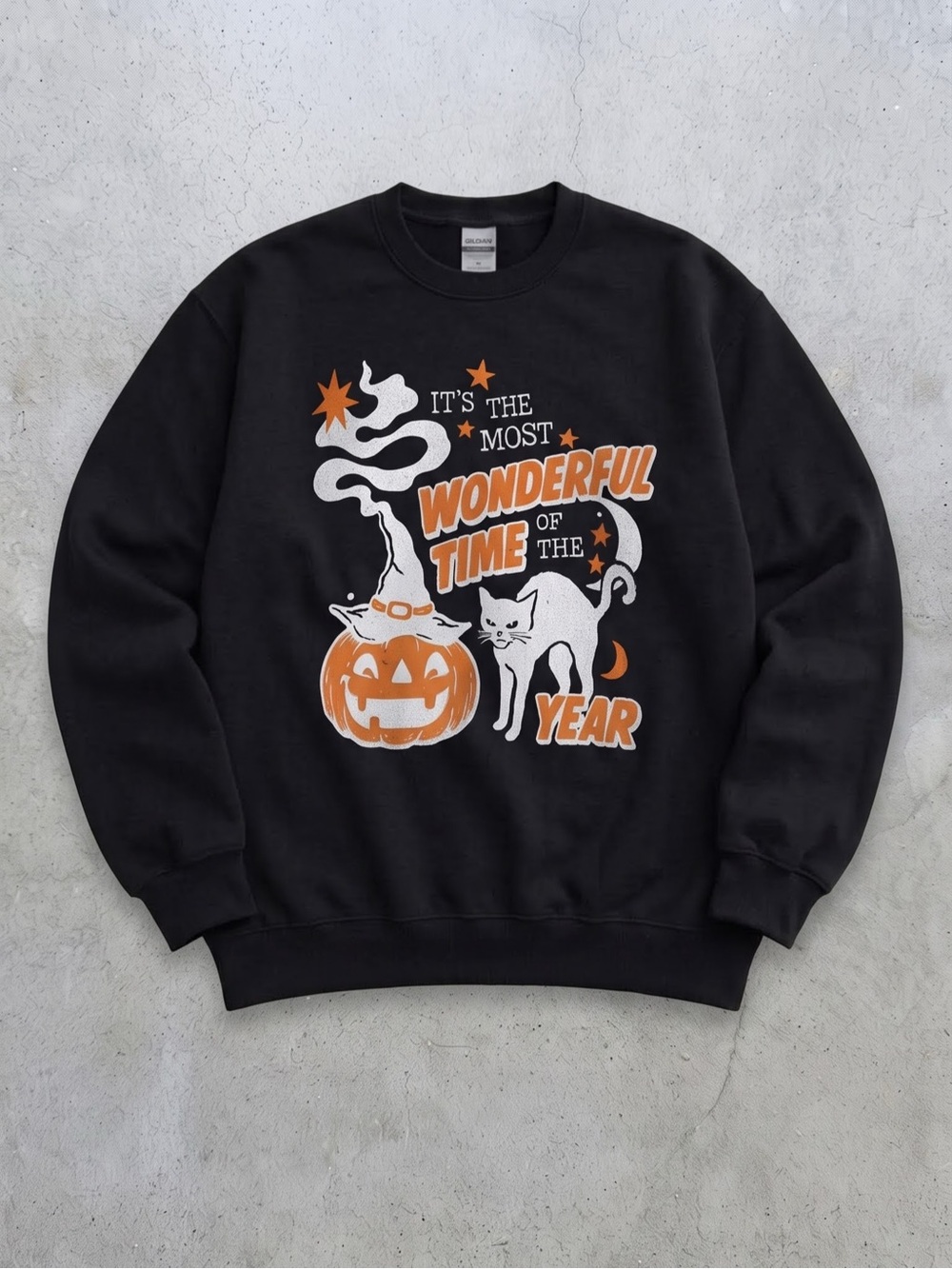 Gildan Black Halloween Cat Pumpkin
Graphic Sweatshirt